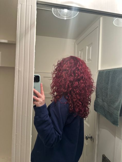 Wine Red Hair, Curly Red Hair, Cherry Hair Colors, Wine Hair Color, Cherry Red Hair, Natural Curly Hair Cuts, Dyed Curly Hair, Cherry Hair, Wine Hair