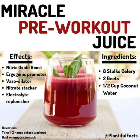 Whole-food pre-workout juice by @plantifulfacts! 💪🏼 Read below for the recipe! ⠀ ⠀⠀⠀⠀⠀⠀⠀⠀⠀⁣⠀ ⠀⠀⠀⠀⠀⠀⠀⠀⠀ 🔥 BEETS:⠀ Rich in nitrates —… Healthy Pre Workout, Natural Pre Workout, Preworkout Drink, Workout Drinks, Nutrition Sportive, Best Smoothie Recipes, Green Tea Benefits, Juice Recipe, Good Smoothies