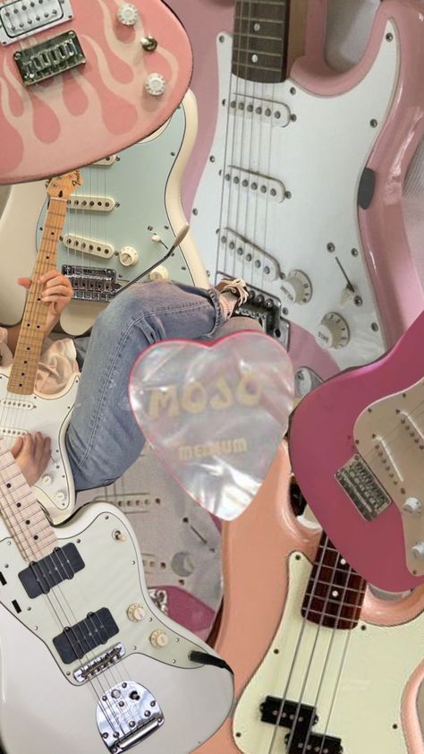 Gitar Listrik Aesthetic, E Guitar Aesthetic, Wallpaper Gitar, Pink Guitar Wallpaper, Aesthetic Electric Guitar, Guitar Aesthetic Wallpaper, Electric Guitar Wallpaper, Guitar Aesthetics, Elec Guitar