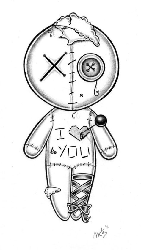 Drawings teen tumblr hipster                                                                                                                                                                                 Más Voodoo Doll Tattoo, Scary Drawings, Tumblr Drawings, Doll Tattoo, Doll Drawing, Creepy Drawings, Desen Anime, Halloween Drawings, Desenho Tattoo