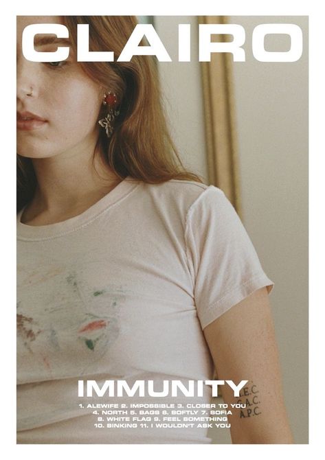 Clairo Poster Immunity, The Map Of Tiny Perfect Things Poster, Poster Prints Design, Wall Prints Movies, Clairo Aesthetic Poster, Claro Poster, Clairo Immunity Poster, Wall Posters Music, Room Wall Collage Ideas