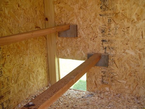 Roosting bars inside the hutch lift out for cleaning. Roosting Bar Ideas For Chickens, Roosting Ideas For Chickens, Easy Clean Roosting Bars, 2x4 Roosting Bars, Small Coop Roosting Bars, Chicken Roost Bars, How To Build Roosting Bars, Chicken Roosting Bars How To Build, Easy Diy Chicken Roost