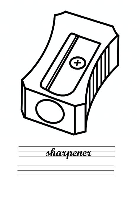 You can put the indication: Color the sharpener and do the calligraphy :) #sharpener #englishclass #worksheet #schoolsupplies Sharpener Drawing, Classroom Objects, Black And White Cartoon, Homeschool Learning, Clipart Black And White, Pencil Sharpener, Pre School, Worksheets For Kids, Math Activities