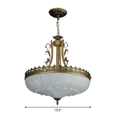 Buy White Glass Bowl Chandelier Pendant Antique 3 Bulbs 12"/16"/19.5" Wide Living Room Ceiling Suspension Lamp in Brass for only $143.26 at Clearhalo! Wide Living Room, Bowl Chandelier, Rustic Pendant Lighting, House Lighting, Elegant Chandeliers, Bowl Pendant, Room Ceiling, White Chandelier, Hanging Ceiling Lights