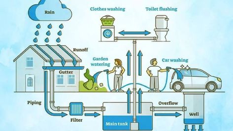 Filter and Use Rain Water Rooftop Rainwater Harvesting, Septic Tank Systems, Water Collection System, Rain Harvesting, Water Harvesting, Rainwater Harvesting System, Rain Water Collection System, Earthship Home, Rain Water Tank