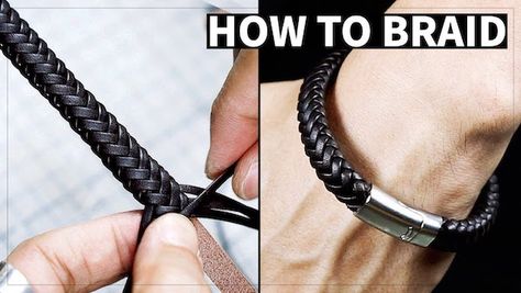 Unisex 8 Strand Braided Leather Bracelet Tutorial and Leather Bag Patterns by HahnsAtelier - The Beading Gem's Journal Paracord Leather Bracelet, Diy Braided Keychain Ideas, Leather Braiding Techniques, Braided Leather Bracelet Tutorial, Braided Leather Bracelet Diy, Cord Bracelet Diy, Leather Braiding, Leather Bracelet Tutorial, How To Braid