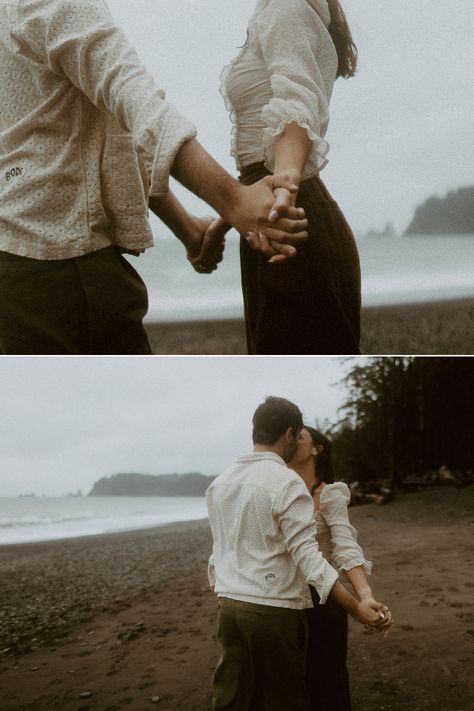 Cave Engagement Photos, Cloudy Beach Engagement Photos, Couple Photoshoot In The Rain, Bc Engagement Photos, Moody Beach Pictures, Couples Mountain Photoshoot Winter, Outside Couple Photoshoot Ideas, Eclectic Couples Photoshoot, Moody Love Aesthetic