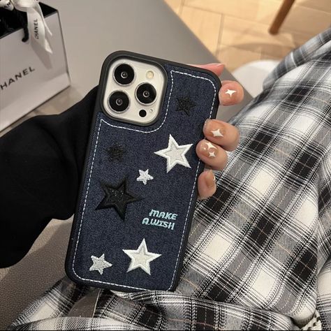 Denim Iphone Case, Iphone 13 Case Y2k, Iphone 11cases, Iphone Covers Aesthetic, Denim Phone Case, Iphone 11 Case Aesthetic, Y2k Phone Case, Cowboy Embroidery, Phone Case Silicone