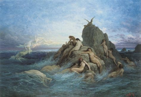 Download hd wallpapers of 127653-Gustave_Doré, Painting, Sea, Rock, Nude, Mythology, Classic_art. Free download High Quality and Widescreen Resolutions Desktop Background Desktop Background Art, Mac Wallpaper Desktop, Desktop Wallpaper Macbook, Art Aesthetic Wallpaper, Painting Sea, Sensory Art, Hd Wallpaper Desktop, Desktop Wallpaper Art, High Resolution Wallpapers