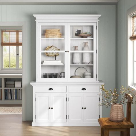 17 Vintage Kitchen Features We Refuse to Abandon - Bob Vila Coastal Farmhouse Dining Room, Large China Cabinet, White China Cabinets, Wall Curio Cabinet, Glass Bookcase, Dining Hutch, Dining Cabinet, Cabinet Wood, China Display