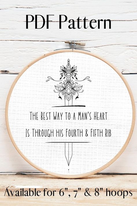 punch needle	goth	subversive	alternative crafts	funny quote	snarky	diy embroidery	beginner	advanced	love	sword	quote	hoop art Back Outline, Funny Hand Embroidery, Funny Embroidery Patterns, Embroidery Punch Needle, Diy Hand Embroidery, Snitches Get Stitches, Funny Embroidery, Cross Stitch Quotes, Embroidery Hoop Wall Art