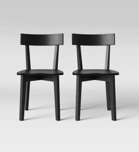 Set of 2 Bombelli Modern Dining Chair Black by Project 62™ Black Dining Chairs Modern, Windsor Dining Chairs, High Back Dining Chairs, Black Dining Chairs, Hillsdale Furniture, Wooden Dining Chairs, Project 62, Dining Table Black, Cafe Chairs
