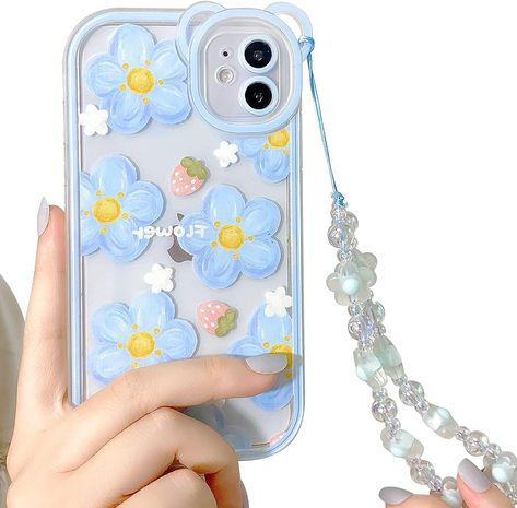 Specially Designed for iPhone 11. Support wireless charging This clear floral & bear camera lens design case cover with flower bracelet chain, is lovely, stylish and elegant, making your iPhone 11 more elegant, fashion and cute, perfectly match any occasions. The raised bezels to offer protection for screen and camera. Quality Materials】The soft TPU phone case is lightweight, with excellent durability , shockproof, which isn't easy to scratch, non-slip, bring your phone a better protection, Iphone 11 Case Clear, Pretty Phone Cases, Beaded Lanyards, Iphone 11 Case, Cute Flower, Flowering Vines, Bear Design, Cute Cases, Flower Bracelet