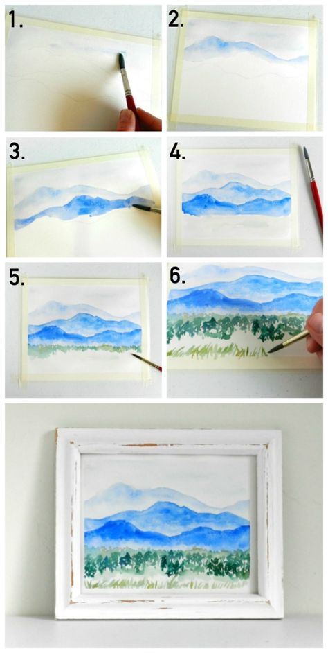 Watercolor Mountains Step-by-Step Tutorial Paint Mountains, Watercolor And Acrylic, Paint Watercolor, Watercolor Lessons, Seni Cat Air, Watercolor Mountains, Watercolor Painting Techniques, 수채화 그림, Watercolor Paintings Tutorials