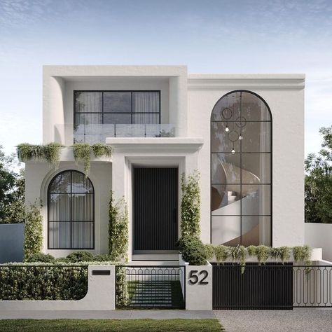 Modern House One Floor, Small Luxury Homes, Modern Courtyard, Eksterior Modern, Pretty Houses, Classic House Exterior, House Facade, تصميم للمنزل العصري, House Arch Design