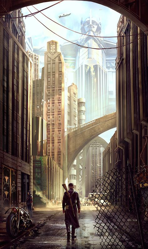 Dieselpunk, Future City, Dieselpunk City, Dieselpunk Art, Steampunk Drawing, Steampunk City, Steampunk Aesthetic, Punk Design, Diesel Punk