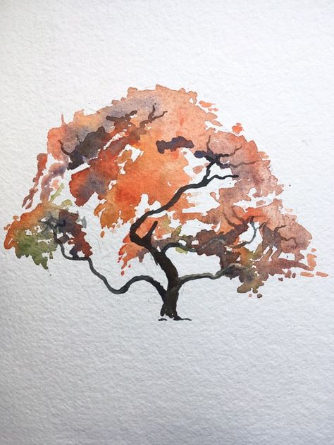 Painting A Japanese Maple In Watercolor | by Christopher P Jones | Medium Japanese Landscape Watercolor, Japanese Maple Tattoo, Japanese Tree Tattoo, Japanese Watercolor Paintings, Winter Tattoos, Watercolour Japanese, Green Japanese Maple, Bonsai Tattoo, Tree Tattoo Art