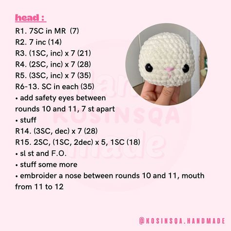 Crochet Rabbit Free Pattern, Crocheted Cow Pattern, Crochet Doll Tutorial, Easy Crochet Animals, Quick Crochet Patterns, Pola Amigurumi, Crochet Keychain Pattern, Crochet Bunny Pattern, Crochet Cow