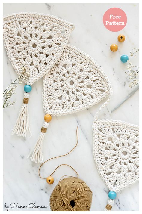 Crochet Bunting Free Pattern, Crochet Bunting Pattern, Boho Bunting, Bunting Pattern, Crochet Bunting, Crochet Garland, Birthday Bunting, Crochet Gratis, Crochet Decoration