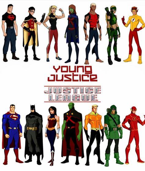 Young Justice & Justice League Justice League Villains, Young Justice League Fanart, Justice League Character Design, Robin Justice League, Young Justice Aesthetic, Justice League Fanart, Aqualad Young Justice, Young Justice Oc, Young Justice Fan Art