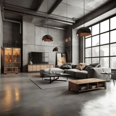 The Beauty of Industrial Interior Design: Why Imperfection is Perfection - axxla interior design Industrial Design Bedroom, Industrial House Interior, Concrete Living Room, Modern Industrial House, Concrete Interior Design, Modern Industrial Living Room, Formal Living Room Designs, Industrial Decor Living Room, Industrial Style Living Room