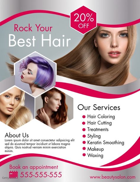 hair salon flyer template, hair salon services flyers, beauty salon advertisements, salon ads, beauty professionals. Beauty Salon Offers Poster, Beauty Salon Advertising Ideas, Salon Services Poster, Salon Offer Poster Design, Beauty Salon Ads, Salon Offers Poster, Hair Salon Poster Design, Salon Creative Ads, Beauty Salon Banner Design