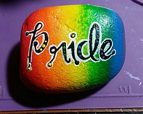 Gay pride, LGBTQ painted rock- kindness rocks project Lgbtq Painted Rocks, Pride Painted Rocks, Lgbtq Crafts, Pride Rocks, Pride Projects, Kindness Stones, Decorated Rocks, Kindness Rocks Project, Rock Tile