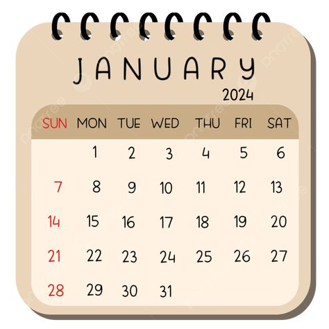 Calendar Png Icon, Calendar 2024 January, January 2024 Calendar Aesthetic, Calendar 2024 Design, Cute Calendar 2024, January Calendar 2024, January 2024 Calendar, Snowflake Making, Calendar Image
