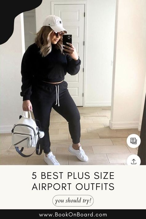 5 Best Plus Size Airport Outfits You Should Try | Chic & Aesthetic Plus Size Airport Outfits Plus Size Airport Outfit Summer, Plus Size Travel Outfits Airport Style, Plus Size Travel Outfits, Casual Chic Plus Size, Airport Style Winter, Travel Outfits Airport, Plus Size Airport Outfit, Midsize Body Outfits, Airport Ootd