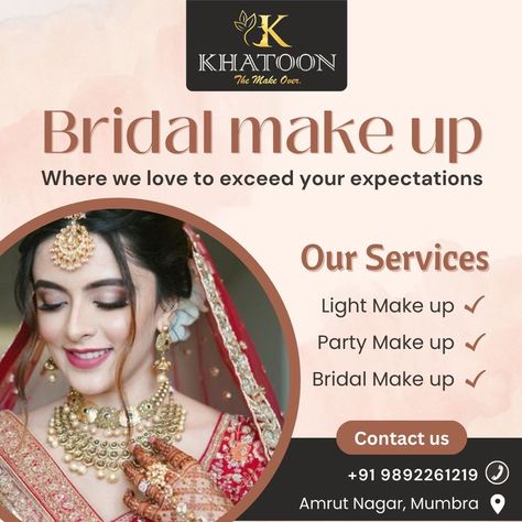 Glam up your beauty on your special day.
Treat yourself with our services:
Light make up
Party make up
Bridle make up. Makeup Artist Poster, Services Poster, Make Up Party, Bridal Makeup Services, Bridal Makeover, Makeup Bridal, Up Party, Makeup Services, Best Salon