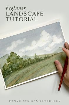 Easy, beginner friendly landscape tutorial. In this video tutorial, I'll walk you through my whole watercolor painting process to create a beautiful landscape painting. This moody landscape watercolor technique is easy to copy and shares a few watercolor tips and tricks along the way. #watercolorlandscape #vintagelandscape #howtowatercolor #watercolour Watercolour Challenge Beginner, Abstract Landscape Watercolor Tutorial, How To Paint Acrylic Landscapes, Step By Step Watercolor Landscape, How To Paint Watercolor Landscapes, Landscape Painting Tutorial Step By Step, How To Paint A Landscape Step By Step, Beginner Watercolor Landscape Tutorial, Beginner Watercolor Landscape