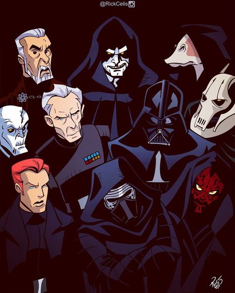 The Dark Side by RickCelis Baguio, Darth Maul, General Grevious, Star Wars Villains, Star Wars Sith, Arte Nerd, Dark Side Star Wars, Star Wars Drawings, Star Wars Wallpaper