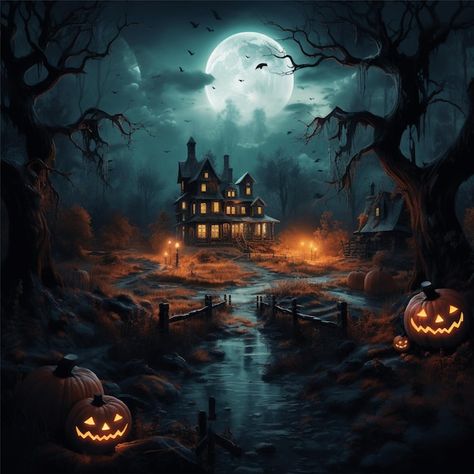 Photo halloween photo landscape castle | Premium Photo #Freepik #photo Landscape Castle, Halloween Castle, Castle Backdrop, Photo Halloween, Castle Background, Image Halloween, Pumpkin Pictures, Photo Landscape, Halloween Backdrop