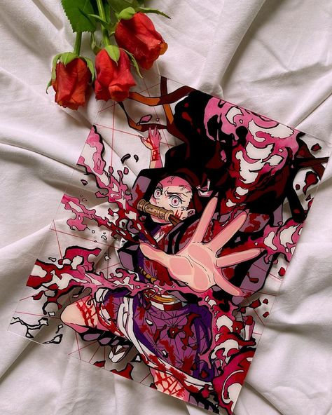 Nezuko Painting Canvas, Aesthetic Anime Painting Ideas, Nezuko Painting, Anime Character Painting, Painting Ideas Anime, Glass Painting Art, Glass Art Painting, Anime Paintings, Nezuko Zenitsu