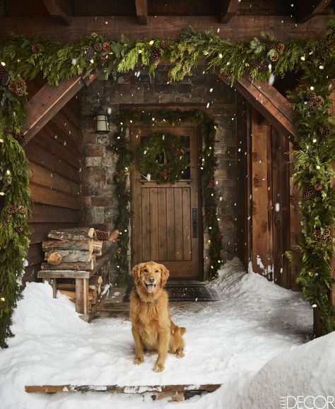 Christmas trees, garlands, wooden furniture and plenty of snow make this guesthouse cozy for the holidays. Cabin In The Mountains, Cabin Christmas, Winter Cabin, Cabin In The Woods, Cabin Life, Cozy Cabin, Cabin Homes, Cabins In The Woods, Cozy Christmas
