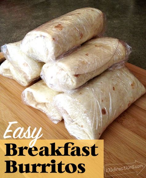 How to Make Quick and Easy Breakfast Burritos - Page 3 of 3 - 100 Directions Easy Make Ahead Breakfast Burritos, Make Ahead School Breakfast, Easy Premade Breakfast Ideas, Premade Breakfast Burritos, Breakfast Burritos To Freeze, Premade Breakfast, Camping Breakfast Burritos, Easy Camping Breakfast, Make Ahead Breakfast Burritos