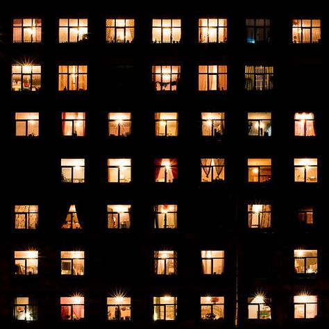 I love how behind every single window, there is a different person who has a story that we know nothing about. Urban Art, Charcoal Drawings, Night Window, Foto Inspiration, Story Inspiration, City Lights, Light And Shadow, 그림 그리기, Photo Inspiration