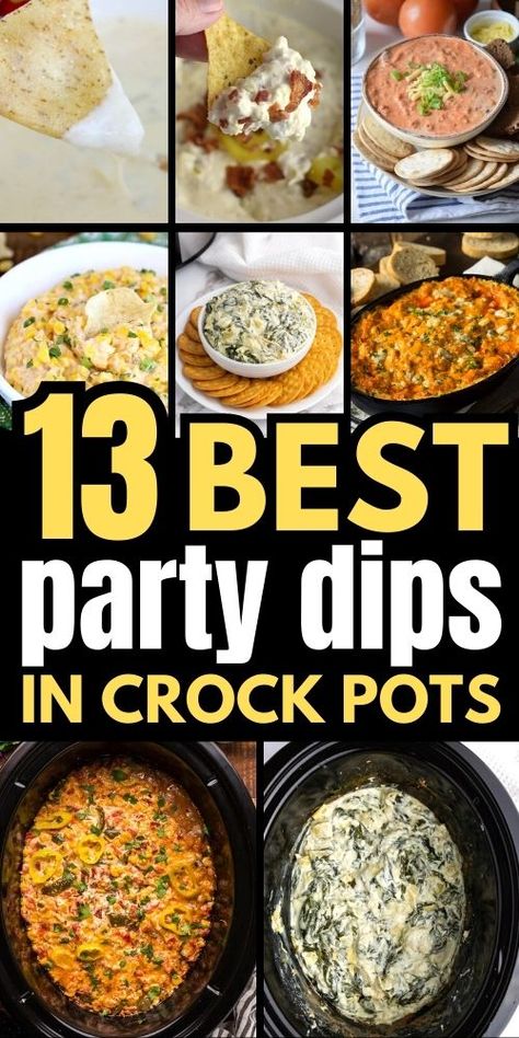 Warm Dips Crockpot, Party Dips Easy Crowd Pleasers, Easy Crockpot Dips, Best Party Dips, Crockpot Dips, Crockpot Dip, Slow Cooker Dip Recipes, Crockpot Party Food, Crockpot Snacks