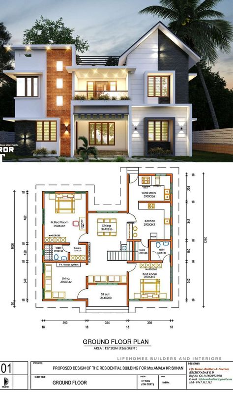 Kerala House Plans Modern, Kerala House Design Modern Floor Plans, 2bhk House Plan With Elevation, 30 50 House Front Elevation, Front Elevation Designs Single Floor, Box Type House Design, Kerala House Plan, 3 Bhk House Plan, 3bhk House Plan