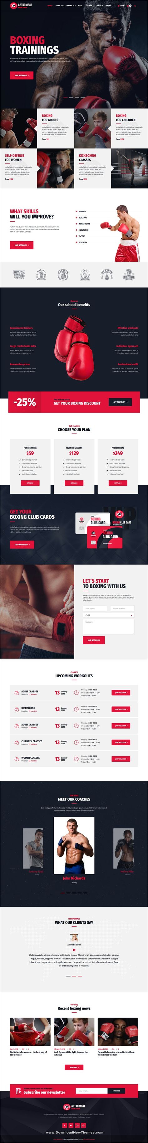 Art kombat is a clean and modern design 5in1 responsive #WordPress #template for #boxing, karate, Gym, boxing day and taekwondo sports beautiful #website to download & live preview click on image or Visit 🡽 #webdevelopment #ui #ux Boxing Website Design, Karate Gym, Email Banner, Website Home Page, Martial Arts School, Shopify Website Design, Shopify Website, Event Page, Ui Inspiration