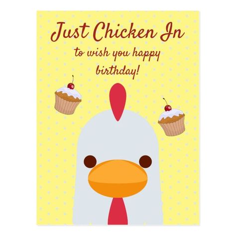 Just Chicken In Funny Happy Birthday - Popular Zazzle Product! Best choice, tags : #invitations, #tshirt, #card, #InvitationsCard, #legging, #trending, #holiday Happy Birthday Chicken, Birthday Chicken, Chicken Birthday, Happy Birthday Postcard, Happy Birthday To Him, Wish You Happy Birthday, Birthday Card Ideas, Birthday Postcard, Funny Postcards