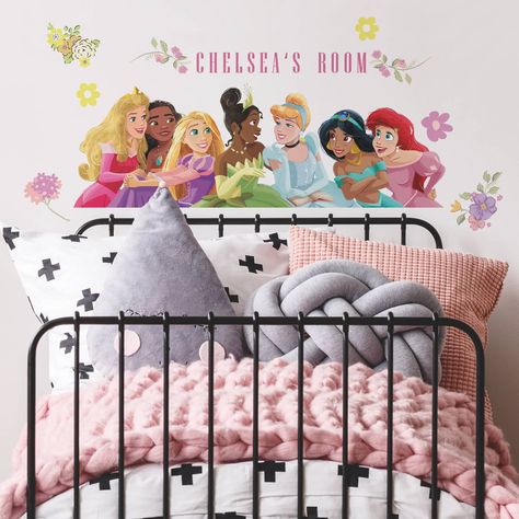 "Find the RoomMates Disney Princesses Peel & Stick Giant Wall Decal Set with Alphabet at Michaels. com. Unlock magic and wonder with these officially licensed peel and stick giant wall decals with alphabet from RoomMates. This design comes complete with an alphabet set for personalization and features all your favorite princesses including Aurora, Moana, Rapunzel, Tiana, Cinderella, Jasmine and Ariel. Unlock magic and wonder with these officially licensed peel and stick giant wall decals with al Room Mates, Princess Room Decor, Classroom Window, Roommate Decor, Princess Bedroom, Wall Decor Decals, Princess Collection, Kids Wall Decals, Wall Stickers Murals