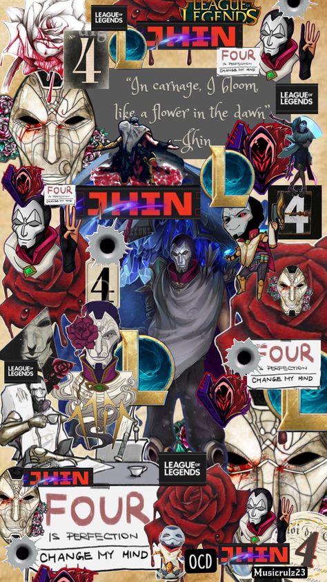 Jhin, league of legends, four, ocd, game for pc collage Collage, Mindfulness, Jhin League Of Legends, League Of Legends