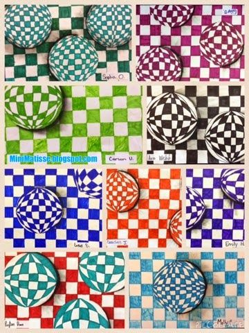 Checkered Illusion, Op Art Projects, Illusion Kunst, Op Art Lessons, Optical Illusion Drawing, 8th Grade Art, Middle School Art Projects, 6th Grade Art, Art Optical