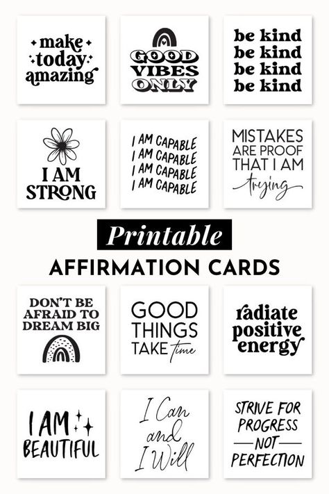 Free Printable Positive Quotes, Motivational Stickers Free Printable Inspirational Quotes, Affirmation Printables Free, Free Affirmation Printables, Cricut Stickers Free Printable, Journal Stickers Free Printable, Free Printable Inspirational Quotes, Stencil Printables, Free Printable Affirmation Cards