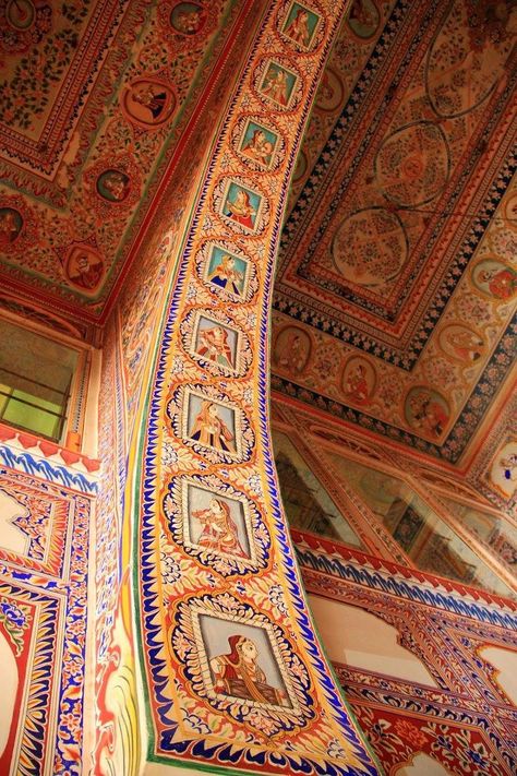 Mandawa Fort- The well maintained Frescos paintings at Mandawa fort adds to its royal charm Fresco, Orange Royal Aesthetic, Rajasthani Architecture, Orange Architecture, Orange Inspiration, Royal Indian Wedding, Rajasthani Food, Indian Interior Design, Orange Theme