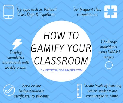 Gamification is the process of making learning into a game.  It is made up of a number elements: Giving online badges to students. Setting goals and competitions. Giving instant feedback. Creating … Flipped Classroom, Organisation, Gamification In The Classroom, Gamify Your Classroom, Gamification Education, Game Based Learning, Teacher Tech, 21st Century Learning, Middle School Classroom