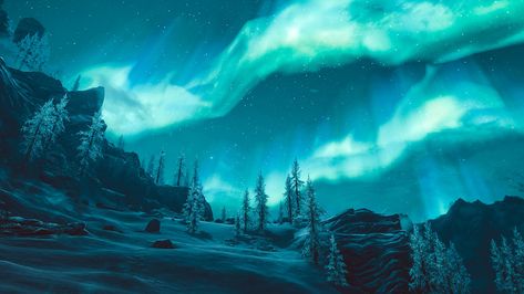 Northern lights - Skyrim by WatchTheSkies45 Skyrim Northern Lights, Desktop Wallpaper Northern Lights, Nature, Northern Lights Pc Wallpaper, Skyrim Desktop Wallpaper, Fantasy Northern Lights, Northern Lights Wallpaper Laptop, Fye Backgrounds, Northern Lights Wallpaper Desktop