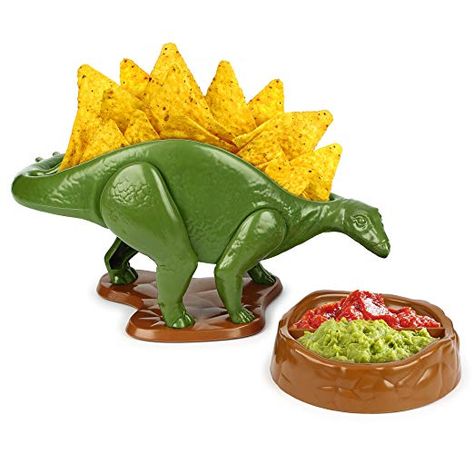 AmazonSmile: Nachosaurus Snack & Dip Bowl Set - Dinosaur Chip & Salsa Set: Kitchen & Dining Snack Dip, Dip, Bowl, Green