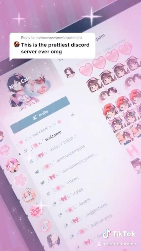 Kawaii, Discord Server Icon Aesthetic, Discord Server Description Ideas, Pink Discord Server Layout, Things To Add To Your Discord Server, Discord Sever Picture, Aesthetic Discord Server Names, Cute Discord Server Icons, Aesthetic Discord Server Icons